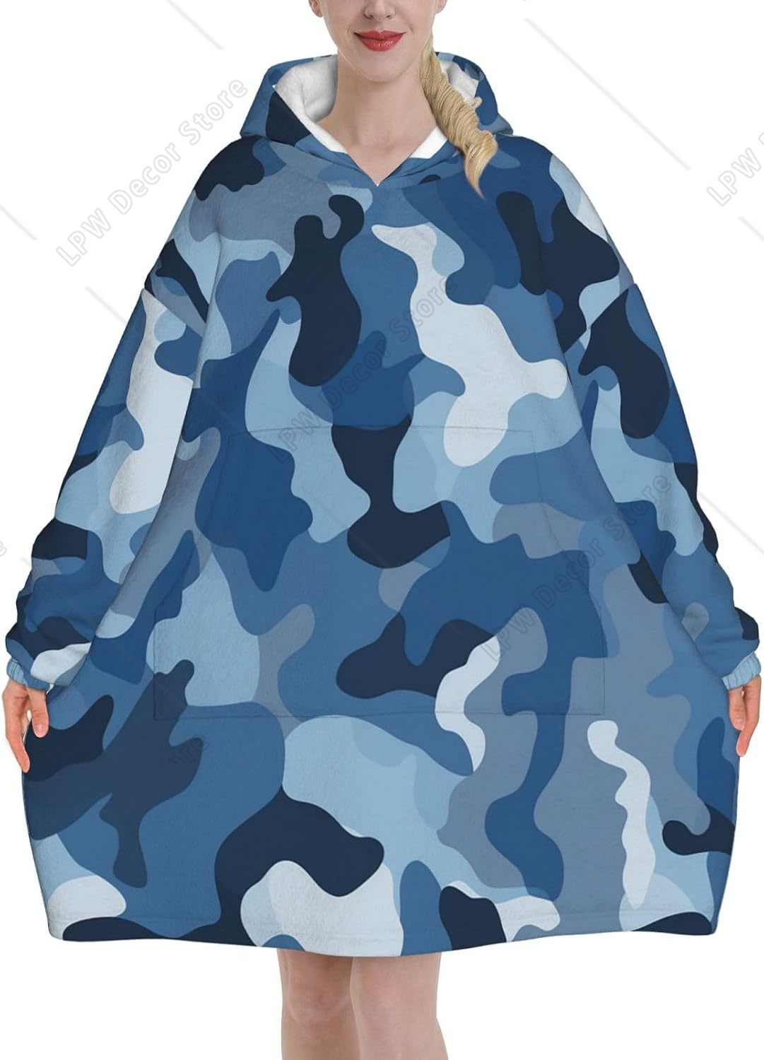 Classic Blue Camo Wearable Bla - Sherpa Hoodie Fleece review and price