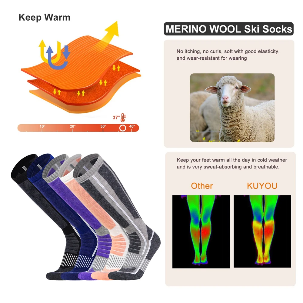 XQQMXX 1Pair Ski Socks Skiing  - Thermal Sock Wool review and price