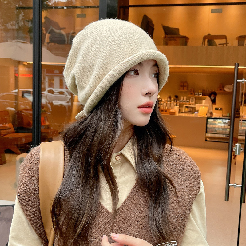 Knitted Bonnet Hoods Female Wi - Knit Beanie Hat Warm review and price