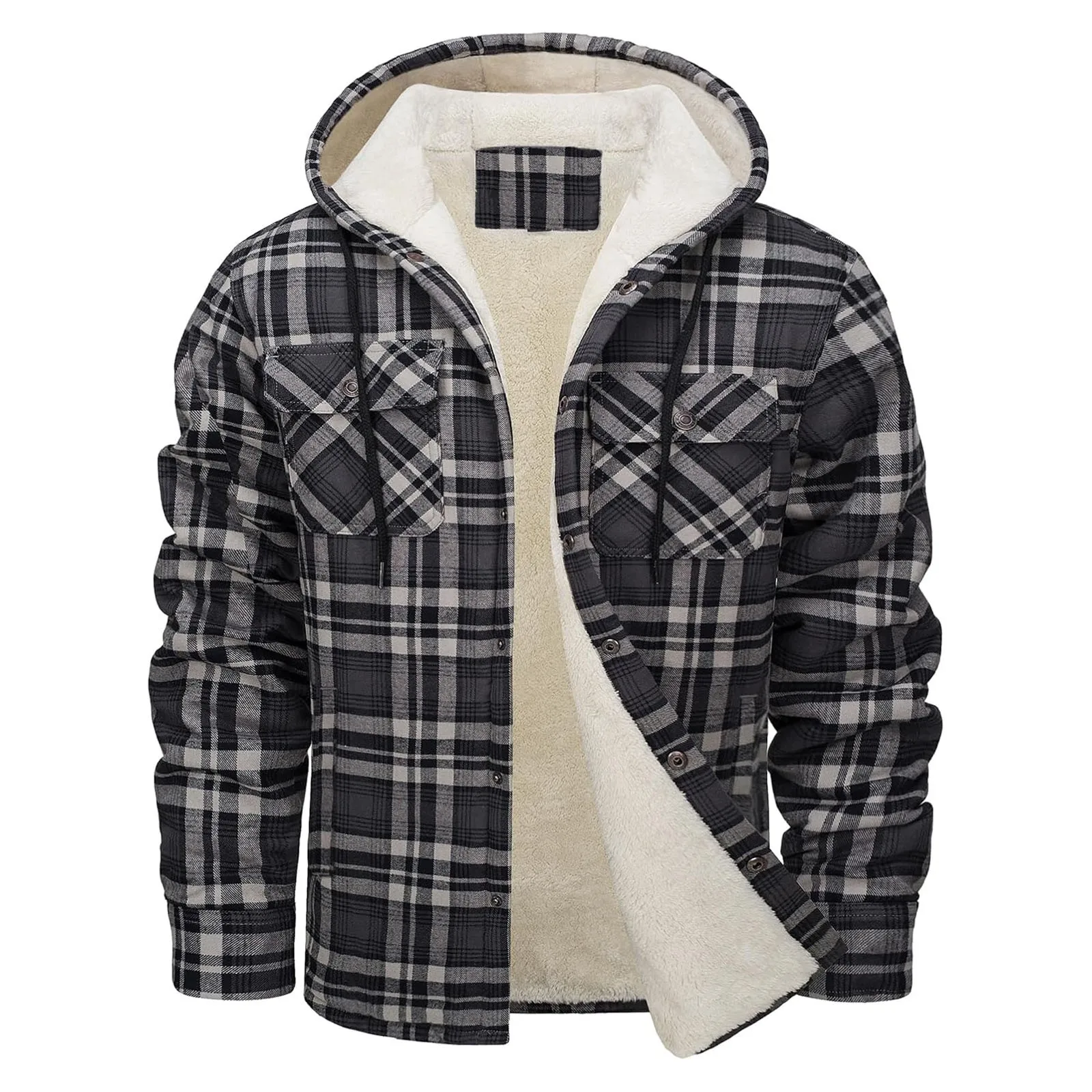 Thick Warm Flannel Hooded Jack - Flannel Shirt Lined review and price