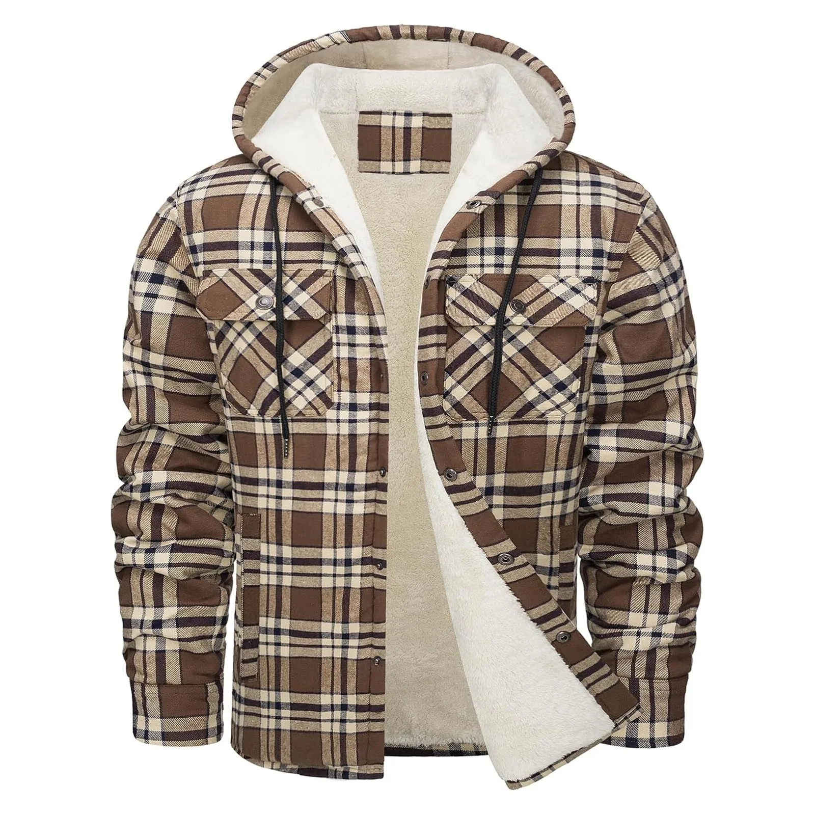 Thick Warm Flannel Hooded Jack - Flannel Shirt Lined review and price