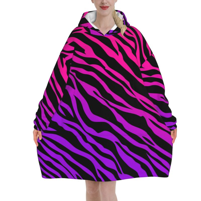 Zebra Stripe Print Wearable Bl - Sherpa Hoodie Fleece review and price
