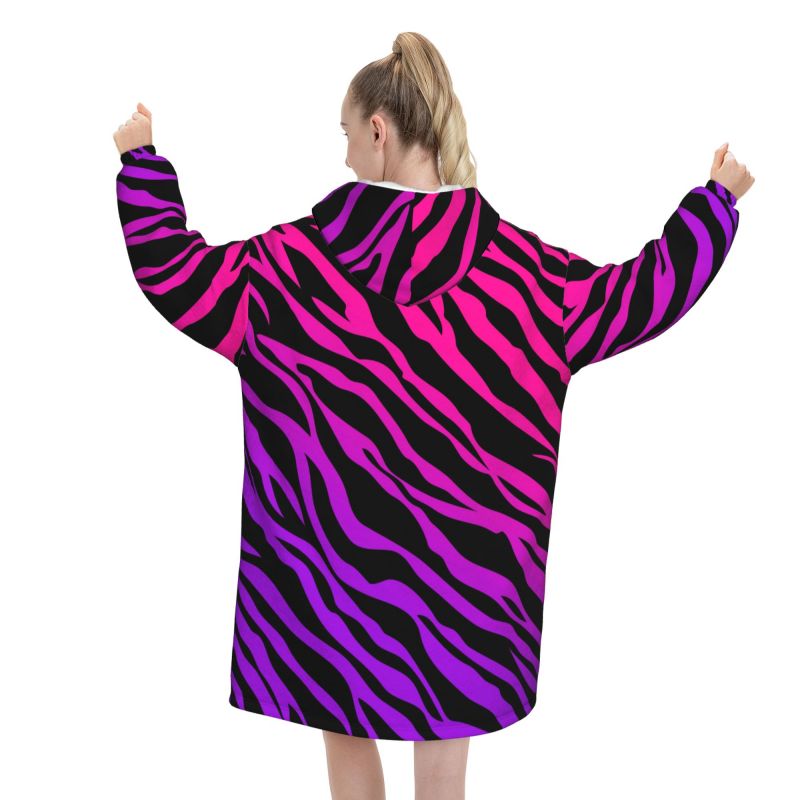 Zebra Stripe Print Wearable Bl - Sherpa Hoodie Fleece review and price