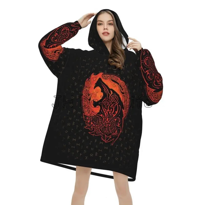 Viking Wolf Knot Fenrir Wearab - Sherpa Hoodie Fleece review and price